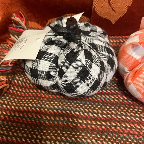 Harvest Fabric Plaid Pumpkins Set of 3 Rustic Farmhouse Decor Fall NWT - Picture 2 of 5
